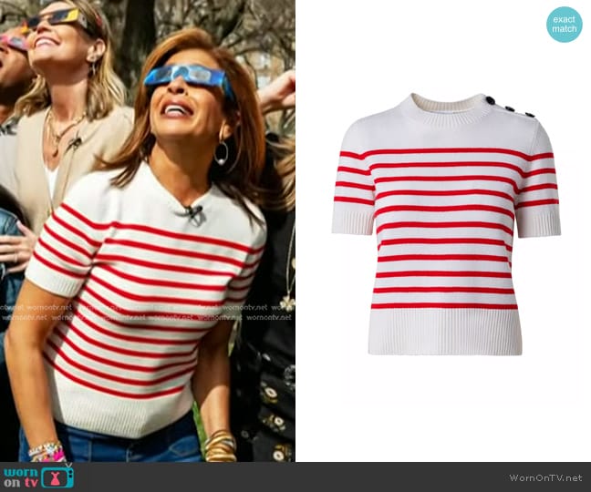 WornOnTV: Hoda’s white and red striped short sleeve sweater on Today ...