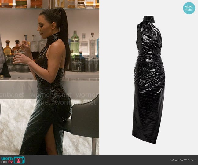 Alaia Asymmetric croc-effect midi dress worn by Siobhan Corbyn (Kim Kardashian) on American Horror Story