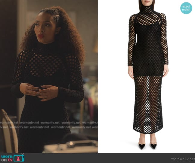 Alaia Diamond Net Cage Dress worn by Zoey Johnson (Yara Shahidi) on Grown-ish