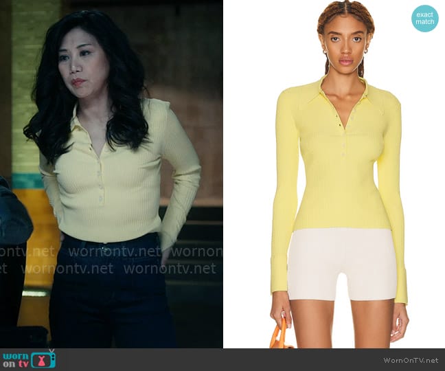 A.L.C. Eleanor Sweater in Citrine worn by Melody Bayani (Liza Lapira) on The Equalizer