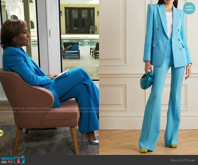 Alex Perry Landon Double-Breasted Crepe Blazer and Aldrich Pants worn by Robin Roberts on Good Morning America