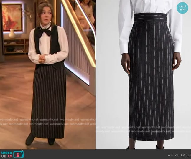 WornOnTV: Drew’s pinstripe high waist skirt on The Drew Barrymore Show ...