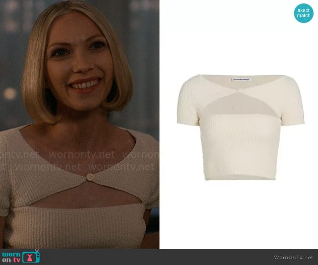 Cora’s knit buttoned top with cutout on American Horror Story Delicate