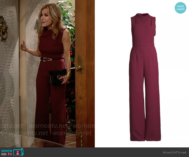 Black Halo Corrine Jumpsuit worn by Lauren Fenmore (Tracey Bregman) on The Bold and the Beautiful