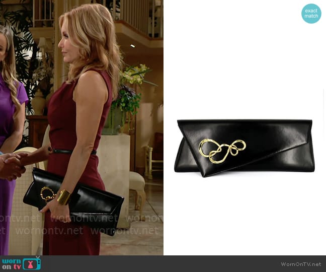 Alexis Bittar Twisted Angular Leather Clutch worn by Lauren Fenmore (Tracey Bregman) on The Bold and the Beautiful