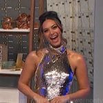 Alexis’s gold sequin halter neck mini dress on The Price is Right