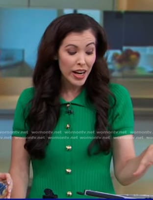 Ali Rosen’s green button front knit dress on Good Morning America