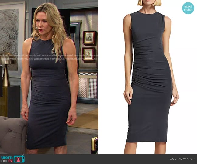 Alice + Olivia Derika Ruched Midi Dress worn by Kristen DiMera (Stacy Haiduk) on Days of our Lives