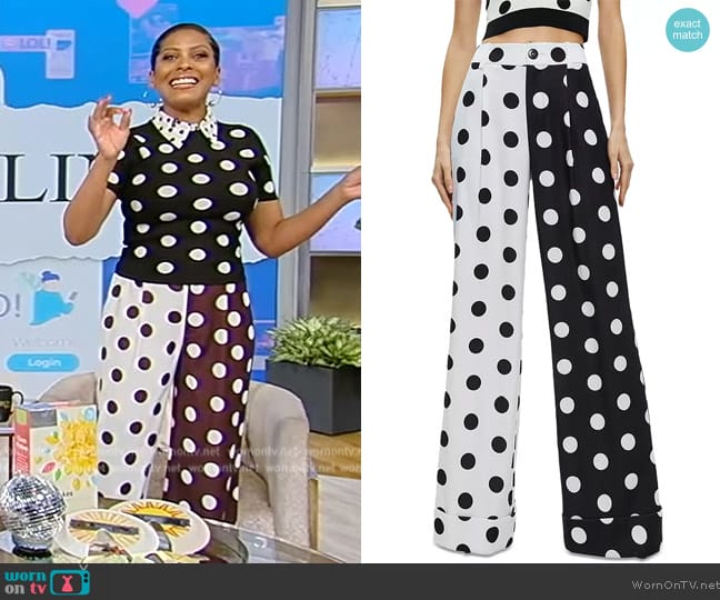 Alice + Olivia Tomasa Split Print High Rise Cuffed Pants worn by Tamron Hall on Tamron Hall Show