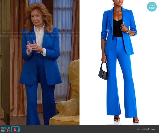 Alice + Olivia Breann Satin Fitted Blazer and Deanna Pants worn by Maggie Horton (Suzanne Rogers) on Days of our Lives