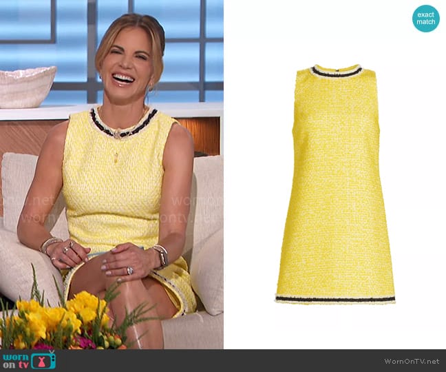 Alice + Olivia Coley Tweed Shift Dress in Happy Yellow worn by Natalie Morales on The Talk