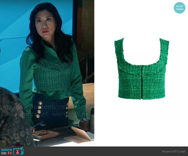 Alice + Olivia Kensie Top in Light Emerald worn by Melody Bayani (Liza Lapira) on The Equalizer