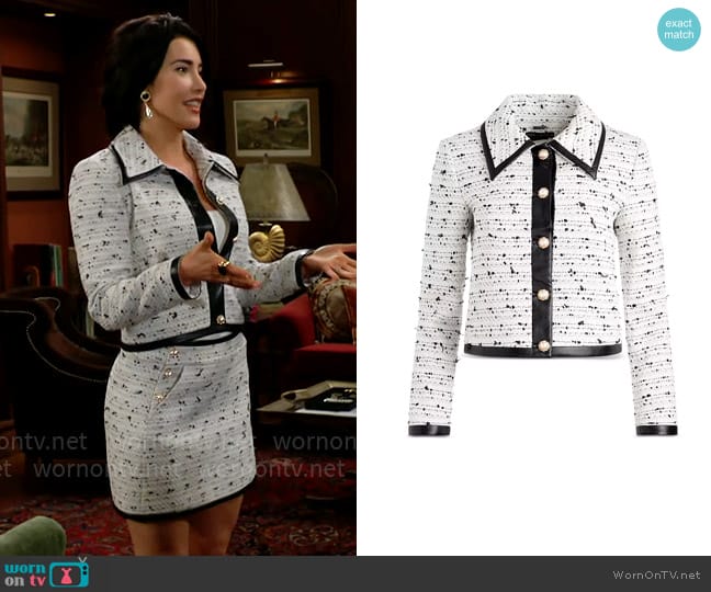 Alice + Olivia Renae Jacket worn by Steffy Forrester (Jacqueline MacInnes Wood) on The Bold and the Beautiful