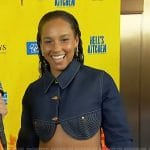 Alicia Key’s denim cropped top on Access Hollywood