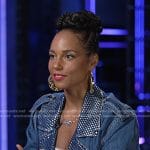 Alicia Keys’s embellished denim moto jacket on Today