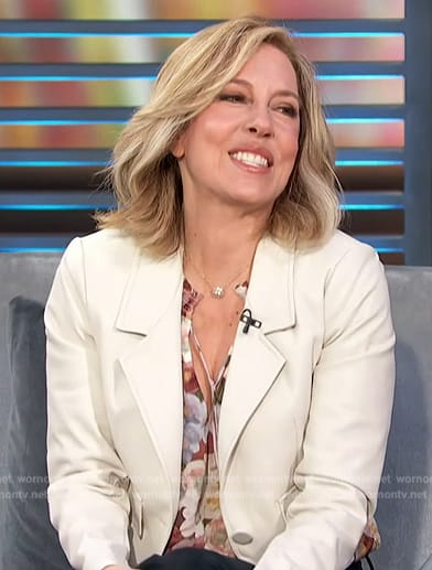 Alisyn Camerota's floral print tie neck blouse on Access Hollywood