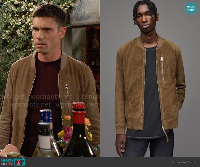 All Saints Kemble Suede Jacket worn by Dr. John Finnegan (Tanner Novlan) on The Bold and the Beautiful