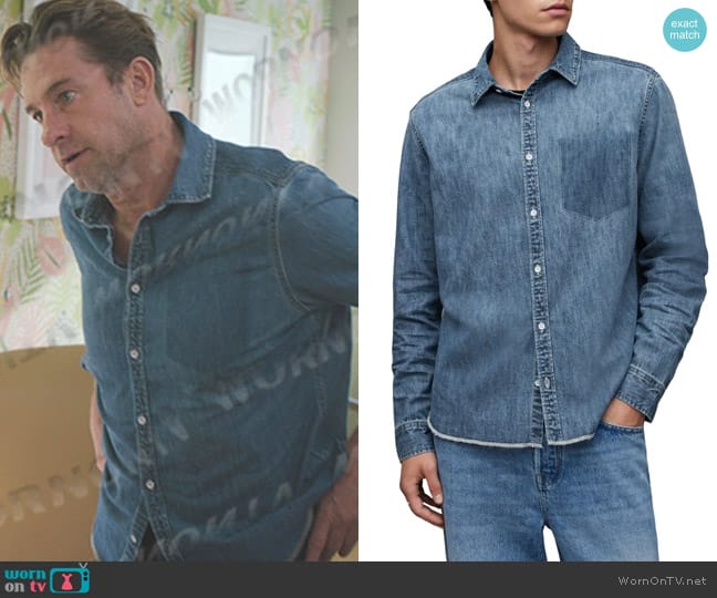 All Saints Solar Denim Button-Up Shirt in Washed Indigo worn by Nick Marsh (Scott Speedman) on Greys Anatomy