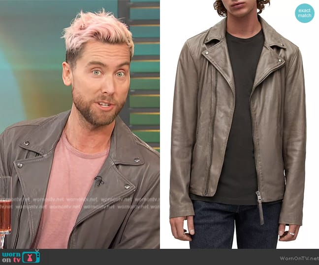 AllSaints Leo Biker Jacket worn by Lance Bass on Access Hollywood