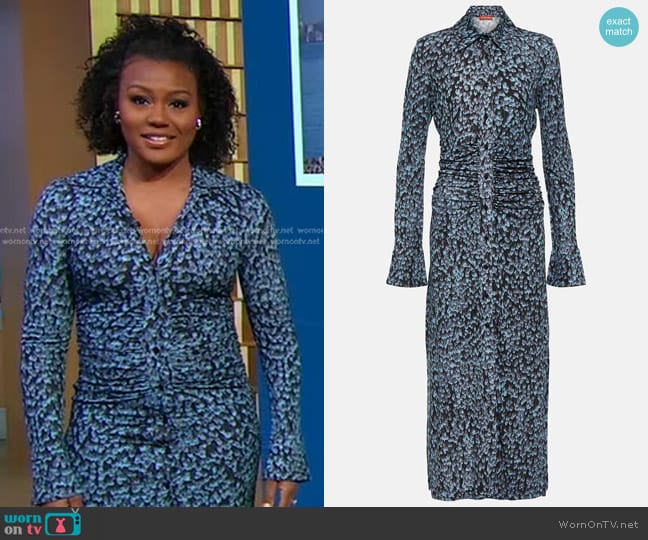 Altuzarra Claudia Printed Shirt Dress worn by Janai Norman on Good Morning America