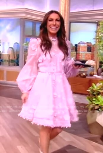 Alyssa’s pink floral applique dress on The View