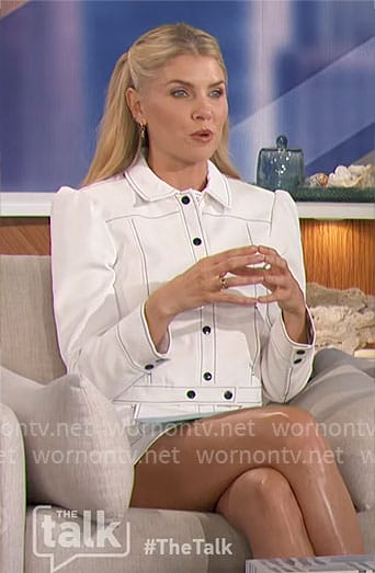 Amanda's white jacket and skirt set on The Talk