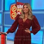 Amber’s dark red metallic twist dress on The Price is Right