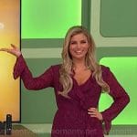 Amber's purple printed wrap dress on The Price is Right