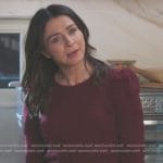 Amelia’s burgundy puff sleeve sweater on Greys Anatomy