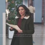 Amelia’s green shearling collar coat on Greys Anatomy