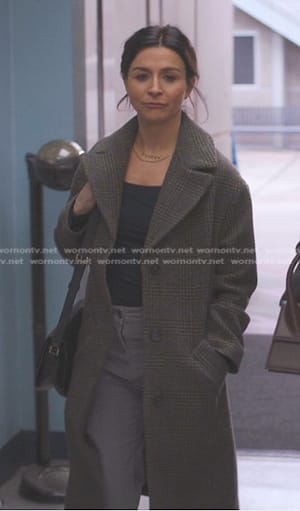 Amelia's grey plaid coat on Greys Anatomy