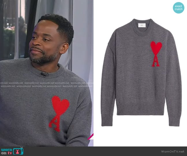 Ami Paris Intarsia-logo Wool Jumper worn by Dulé Hill on Today