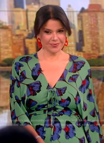 Ana's green floral print tie front dress on The View