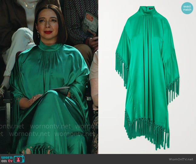 Andrew Gn Tasseled gathered silk-blend satin gown worn by Molly Novak (Maya Rudolph) on Loot