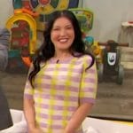 Anita Yokota’s plaid short sleeve sweater on The Drew Barrymore Show