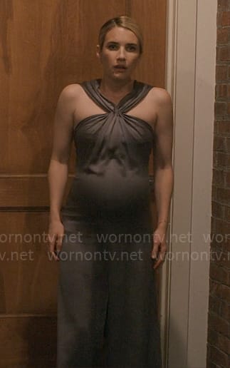 Anna's grey gathered v-neck gown on American Horror Story