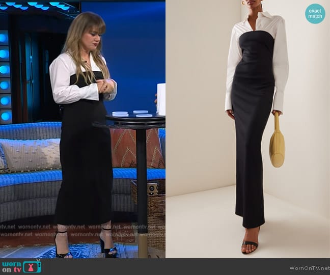 Anna Quan Austin Poplin-Detailed Knit Maxi Dress worn by Kelly Clarkson on The Kelly Clarkson Show