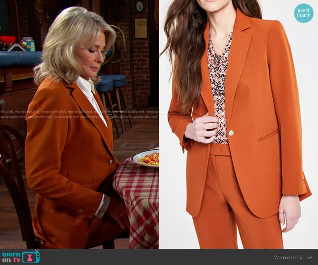 Anne Klein Notched-Collar One-Button Blazer worn by Marlena Evans (Deidre Hall) on Days of our Lives