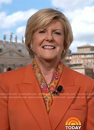 Anne Thompson's orange double breasted blazer on Today
