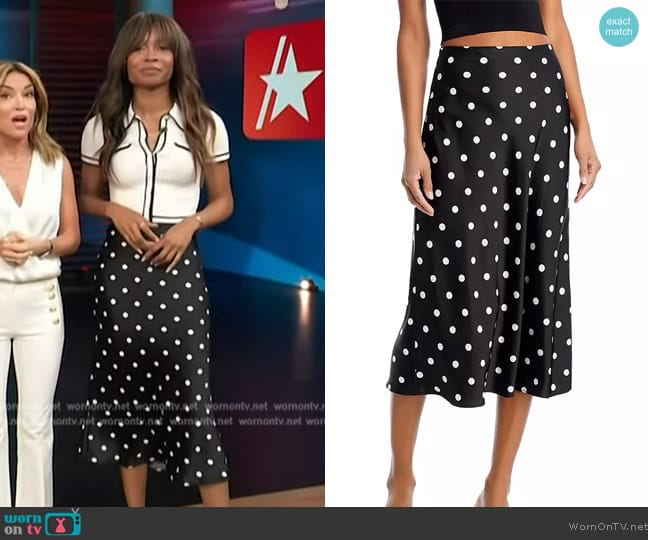 Aqua Midi Slip Skirt worn by Zuri Hall on Access Hollywood