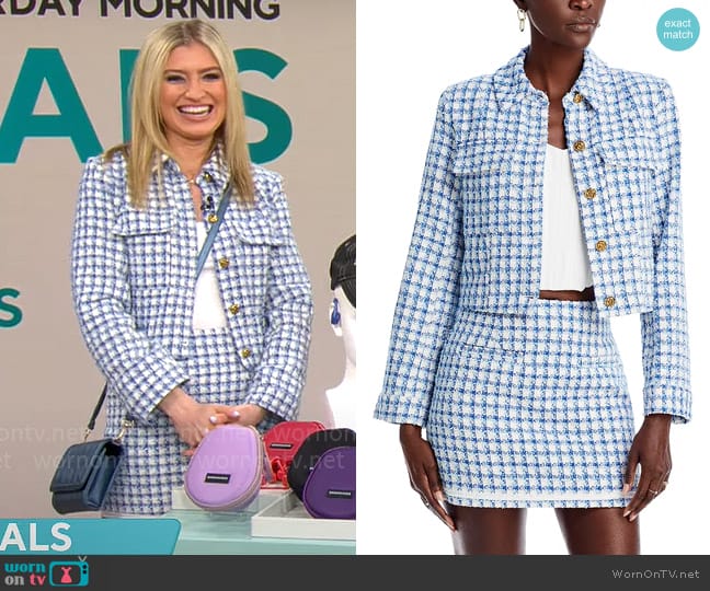 WornOnTV: Ashley Bellman’s blue checked tweed jacket and skirt set on ...