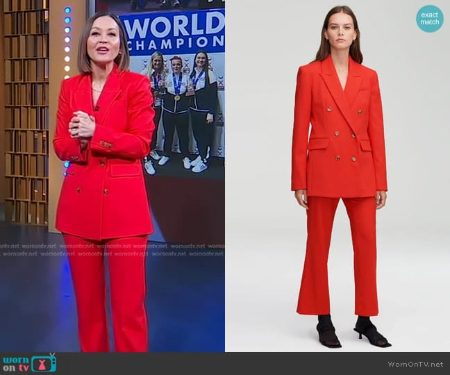 Argent Double-Breasted Blazer and Trouser worn by Eva Pilgrim on Good Morning America