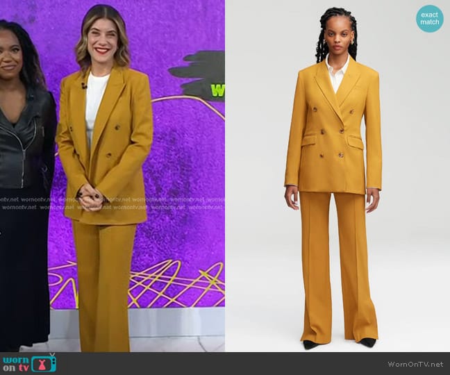 Argent Double-Breasted Blazer in Mustard worn by Kate Walsh on Today