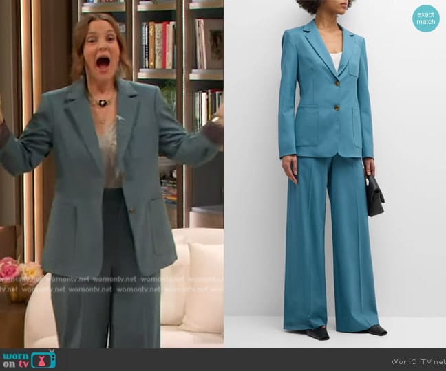 Argent Single-Breasted Seasonless Wool Blazer worn by Drew Barrymore on The Drew Barrymore Show