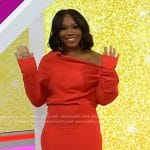 Sarah Jakes Roberts's red off-shoulder asymmetric dress on Today