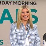 Ashley Bellman’s blue checked tweed jacket and skirt set on CBS Mornings