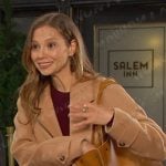 Ava’s camel coat and tote bag on Days of our Lives