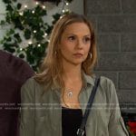 Ava’s green roll-tab sleeve shirt on Days of our Lives