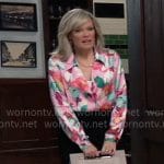 Ava's pink watercolor floral blouse on General Hospital