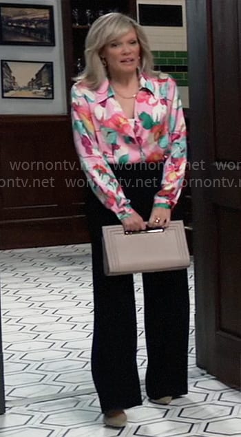 Ava's pink watercolor floral blouse on General Hospital